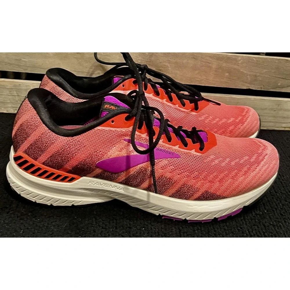 Brooks Ravenna Shoes Womens Size 9.5 Pink Orange Running‎ GuideRails 1202861B615